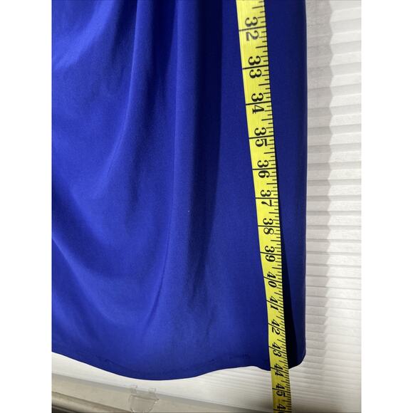 Lauren Ralph Lauren Ruched Sheath Dress 16W Royal Blue Cowl Neck Classic - Picture 11 of 14